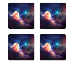 Cosmic Scene with Planets Coaster Set Of Four