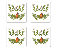 Leafy Branches Butterflies Coaster Set Of Four