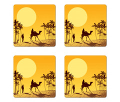 Camel Men and Palms Coaster Set Of Four