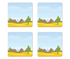 Cactus Plants Mountains Desert Coaster Set Of Four