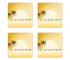 Camel Caravan and Palm Trees Coaster Set Of Four