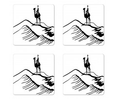 Monochromatic Man on Camel Coaster Set Of Four