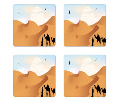 Camels and Man Silhouette Art Coaster Set Of Four