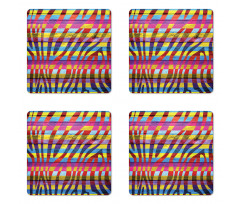 Vibrant Curvy Lines Coaster Set Of Four