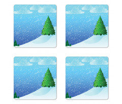 Snow Pouring onto Trees Coaster Set Of Four