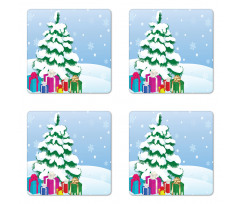 Presents Under a Tree Coaster Set Of Four