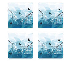 Bird Flying Polygonal Coaster Set Of Four