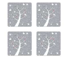 Red Berries and Birds Coaster Set Of Four