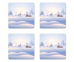 Village Landscape View Coaster Set Of Four