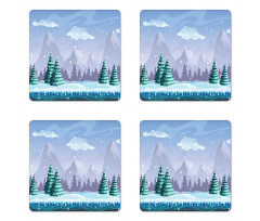 Mountains Hills Trees Coaster Set Of Four