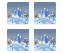 Wintry Outdoors Houses Coaster Set Of Four