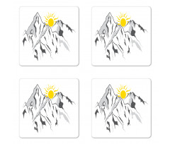 Sun Rising Behind Hills Coaster Set Of Four