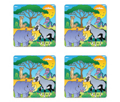 Rhino Antelope Snake Meerkat Coaster Set Of Four