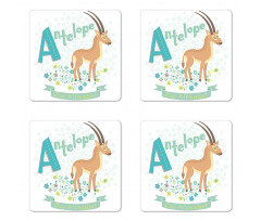 Zoo Alphabet Floral Animal Coaster Set Of Four