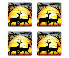 Animals on Sunset Coaster Set Of Four