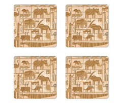 Historical Grunge Animals Coaster Set Of Four