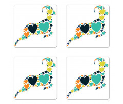 Animal Heart Silhouette Coaster Set Of Four