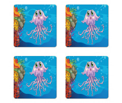 Aquatic Animal Character Coaster Set Of Four