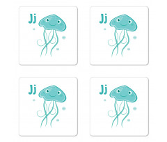 Letter J Cartoon Animal Coaster Set Of Four