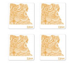 Egypt Map Flower Coaster Set Of Four