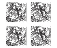 Old Engraving Baby Coaster Set Of Four