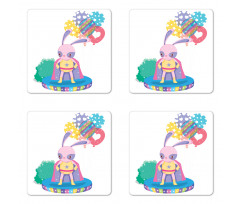 Rabbit in Hero Costume Coaster Set Of Four