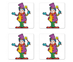 Whimsical Man with Magic Wand Coaster Set Of Four