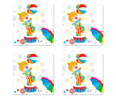 Funny Circus Entertainer Ball Coaster Set Of Four