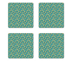 Tulip Flowers and Mosaic Art Coaster Set Of Four