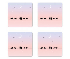 Pastel Tone Sky Moon Coaster Set Of Four