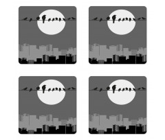 Moon Night at City Coaster Set Of Four