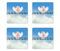 Cartoon Animal Peace Coaster Set Of Four