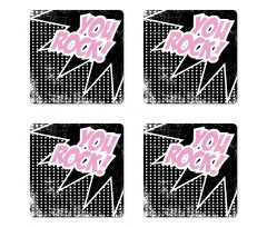 Halftone Style Text Bubble Coaster Set Of Four