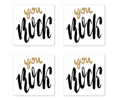 Cursive Inspirational Art Coaster Set Of Four