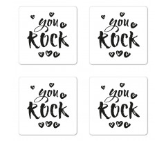 Charcoal Heart Ornaments Coaster Set Of Four