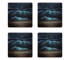 Gothic Wave Alone Woman Coaster Set Of Four