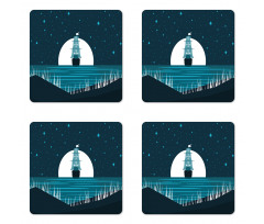 Moonlight on Water Ship Coaster Set Of Four