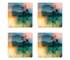 Sea and Palm Trees Art Coaster Set Of Four