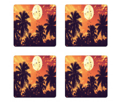 Palms Full Moon Birds Coaster Set Of Four