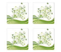 Colorful Botanical Leaves Coaster Set Of Four