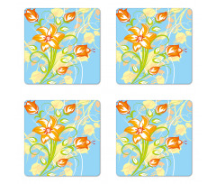 Retro Style Tiger Lily Art Coaster Set Of Four