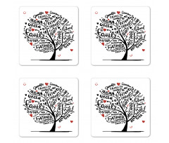 Calligraphic Doodling Coaster Set Of Four