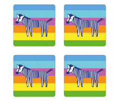 Doodle Animal Stripes Coaster Set Of Four