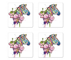 Animal Orchid Ink Art Coaster Set Of Four