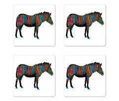 Animal Colorful Lines Coaster Set Of Four