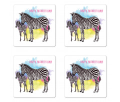 Zebras on Splashes Art Coaster Set Of Four