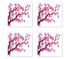 Floral Sakura Tree Coaster Set Of Four