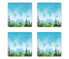 Famous Landmarks Mapping Coaster Set Of Four