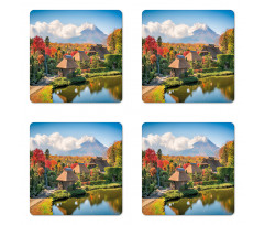 Farmhouses and Mount Hill Coaster Set Of Four