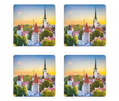 Estonia Historic Town Sunset Coaster Set Of Four